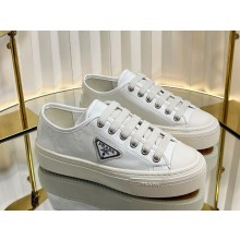 Prada leather sneakers with triangle logo white 2025