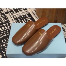 Prada Shiny leather mules in brown 2025
