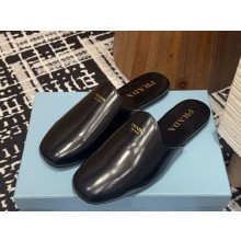 Prada Shiny leather mules in black 2025