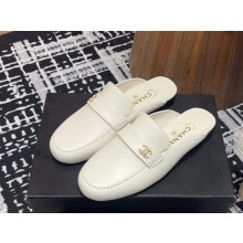Chanel lambskin mule with pearl decoration in white 2025