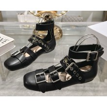 Dior Punk Ballet Flat Black Supple Calfskin with silver-finish metal buckles 2025