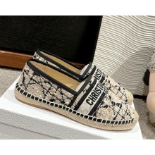 Dior Granville Espadrille Beige and Black Cannage Tweed 2025