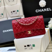 Chanel Medium Classic Flap Bag 1112 in caviar leather red with Gold Hardware( Original Quality)