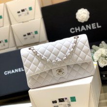 Chanel Medium Classic Flap Bag 1112 in lambskin white with silver Hardware( Original Quality)