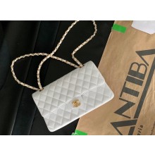 Chanel Medium Classic Flap Bag 1112 in caviar leather white with Gold Hardware( Original Quality)