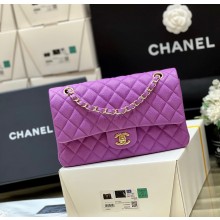 Chanel Medium Classic Flap Bag 1112 in caviar leather purple with Gold Hardware( Original Quality)