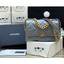 Chanel 19 large Flap Bag AS1161 goatskin blue linen(original quality)