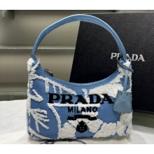 Prada Re-Edition 2000 Embroidered Drill mini bag 1NE515 Sky Blue 2023