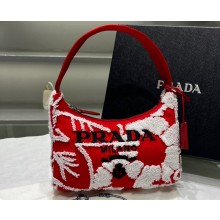 Prada Re-Edition 2000 Embroidered Drill mini bag 1NE515 Red 2023