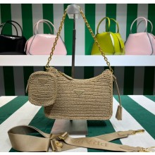 Prada Re-Edition 2005 crochet shoulder bag 1BH204 Beige 2023