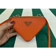 Prada Saffiano Leather Triangle mini-pouch bag 1NR015 Orange 2023