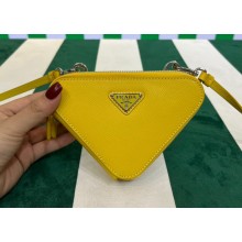 Prada Saffiano Leather Triangle mini-pouch bag 1NR015 Yellow 2023