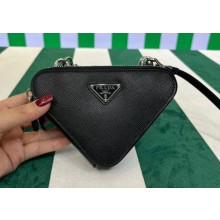 Prada Saffiano Leather Triangle mini-pouch bag 1NR015 Black 2023