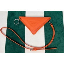 Prada Saffiano Leather Triangle keychain trick 1TL445 Orange 2023