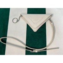 Prada Saffiano Leather Triangle keychain trick 1TL445 White 2023