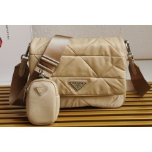 Prada Re-Nylon padded shoulder bag 1BD290 Beige 2023
