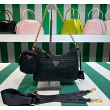 Prada Re-Edition 2005 crochet shoulder bag 1BH204 Black 2023