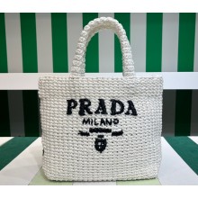 Prada Small crochet tote bag 1BG422 White 2023