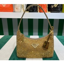 Prada Re-Edition 2000 mini bag with crystals 1NE515 Gold 2023