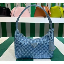 Prada Re-Edition 2000 mini bag with crystals 1NE515 Blue 2023