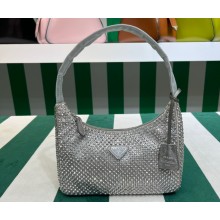 Prada Re-Edition 2000 mini bag with crystals 1NE515 Gray 2023