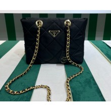 Prada padded nylon chain Shoulder bag 1BG468 Black 2023