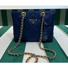 Prada padded nylon chain Shoulder bag 1BG468 Dark Blue 2023