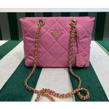 Prada padded nylon chain Shoulder bag 1BG468 Pink 2023