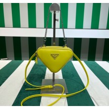Prada Leather Triangle mini-pouch bag 1NR015 Yellow 2023