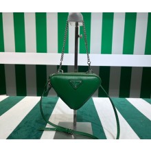 Prada Leather Triangle mini-pouch bag 1NR015 Green 2023