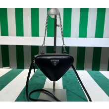 Prada Leather Triangle mini-pouch bag 1NR015 Black 2023