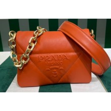 Prada Quilted nappa leather shoulder bag 1BD315 Orange 2023
