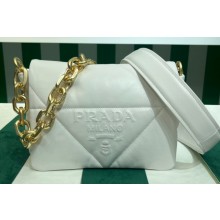 Prada Quilted nappa leather shoulder bag 1BD315 White 2023