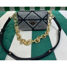 Prada Satin mini bag with crystals 1BD329 Black 2023