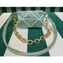 Prada Satin mini bag with crystals 1BD329 Green 2023