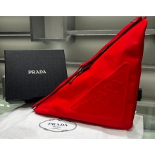 Prada Large Canvas Triangle bag 2VY007 Red 2023