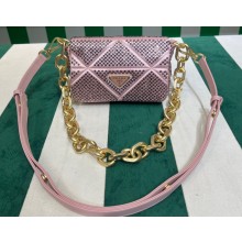 Prada Satin mini bag with crystals 1BD329 Pink 2023