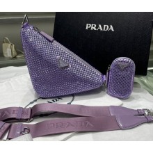 Prada Triangle Satin bag with crystals 1NE190 Purple 2023