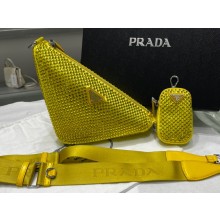 Prada Triangle Satin bag with crystals 1NE190 Yellow 2023