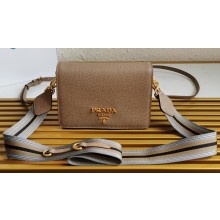 Prada Vitello Daino Double Leather Shoulder Bag 1BD102 Brown 2023