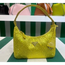 Prada Re-Edition 2000 mini bag with crystals 1NE515 Yellow 2023