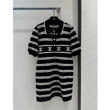 chanel striped polo dress black/white 2023