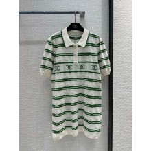 chanel striped polo dress green/white 2023