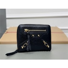 balenciaga small zippy wallet in sheepskin black 2023