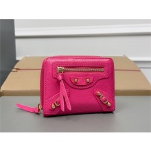 balenciaga small zippy wallet in sheepskin fuchsia 2023