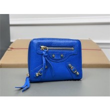 balenciaga small zippy wallet in sheepskin blue 2023