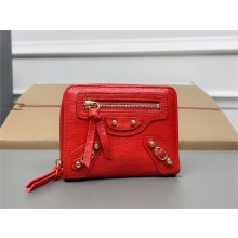 balenciaga small zippy wallet in sheepskin red 2023