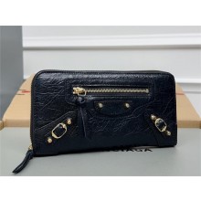 balenciaga zippy long wallet in sheepskin black 2023