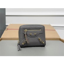balenciaga small zippy wallet in goatskin gray 2023
