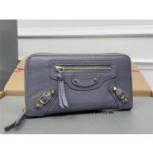 balenciaga zippy long wallet in sheepskin gray 2023